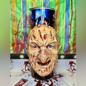 Freddy Krueger Tumbler With REMOVABLE 3d Head Tumbler Sleeve CUSTOM